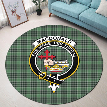 MacDonald Lord of the Isles Hunting Tartan Round Rug with Family Crest