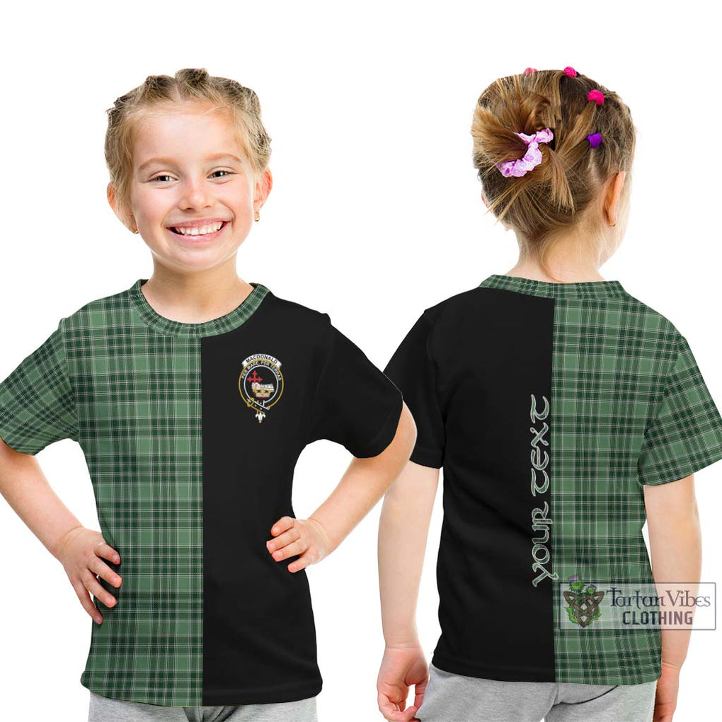 MacDonald Lord of the Isles Hunting Tartan Kid T-Shirt with Family Crest and Half Of Me Style - Tartanvibesclothing Shop