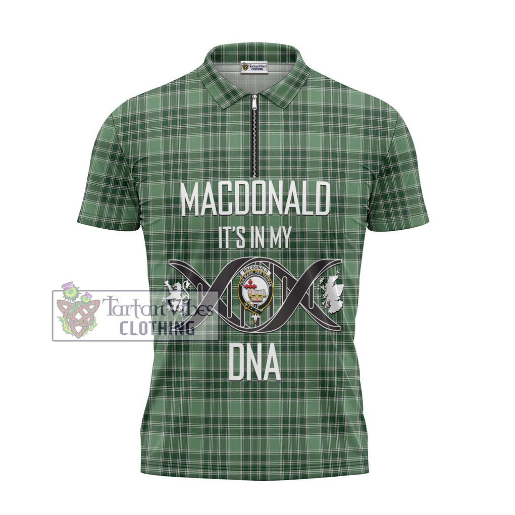 MacDonald Lord of the Isles Hunting Tartan Zipper Polo Shirt with Family Crest DNA In Me Style - Tartanvibesclothing Shop