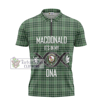 MacDonald Lord of the Isles Hunting Tartan Zipper Polo Shirt with Family Crest DNA In Me Style