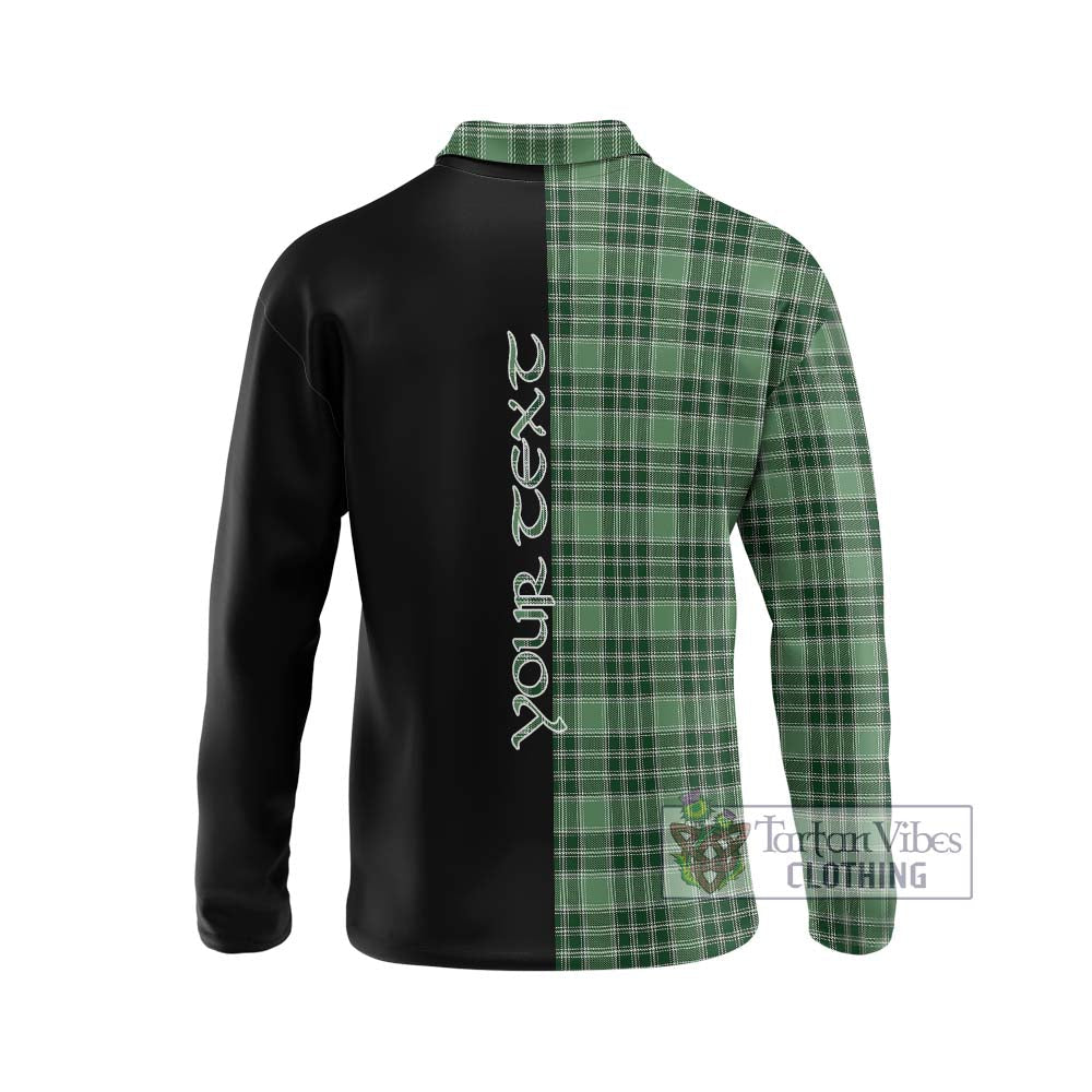 MacDonald Lord of the Isles Hunting Tartan Long Sleeve Polo Shirt with Family Crest and Half Of Me Style - Tartanvibesclothing Shop