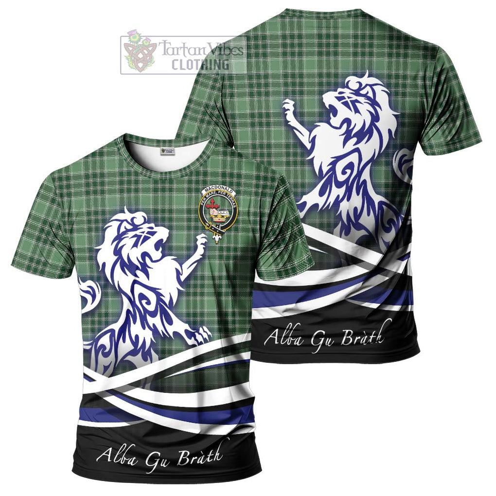 Tartan Vibes Clothing MacDonald Lord of the Isles Hunting Tartan Cotton T-shirt with Alba Gu Brath Regal Lion Emblem