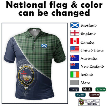 MacDonald Lord of the Isles Hunting Tartan Polo Shirt with Personalised National Flag and Family Crest Half Style