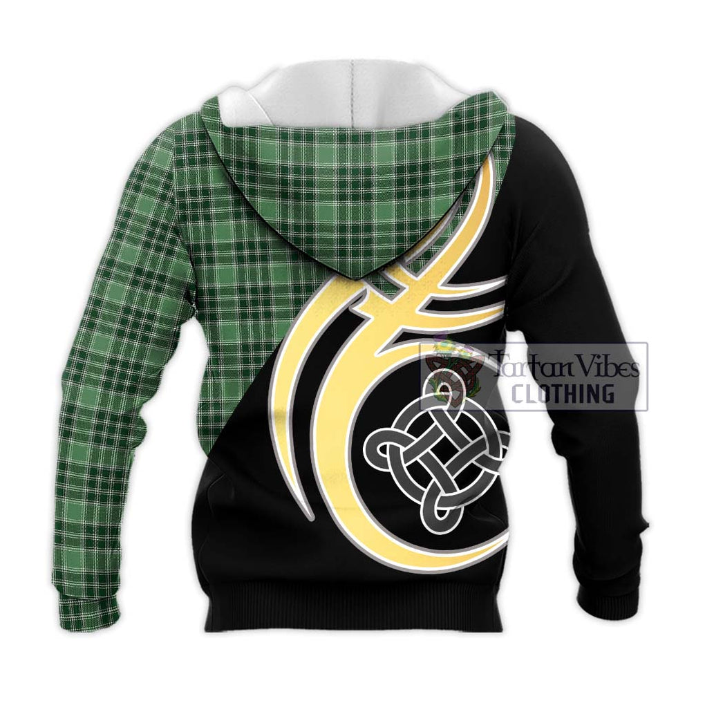 MacDonald Lord of the Isles Hunting Tartan Knitted Hoodie with Family Crest and Celtic Symbol Style - Tartan Vibes Clothing