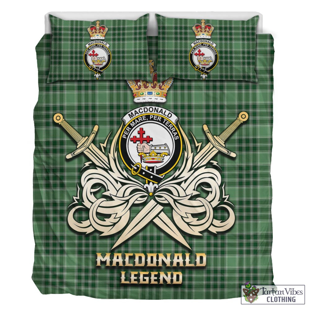 Tartan Vibes Clothing MacDonald Lord of the Isles Hunting Tartan Bedding Set with Clan Crest and the Golden Sword of Courageous Legacy