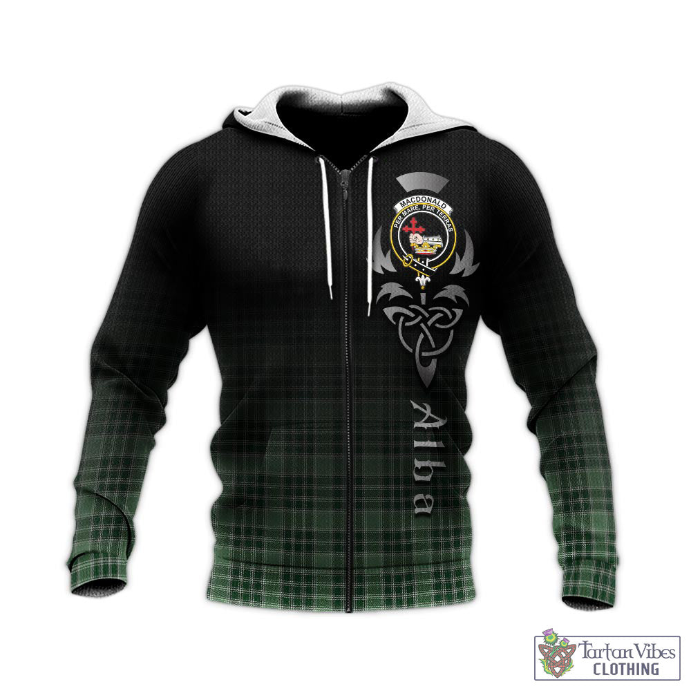 Tartan Vibes Clothing MacDonald Lord of the Isles Hunting Tartan Knitted Hoodie Featuring Alba Gu Brath Family Crest Celtic Inspired