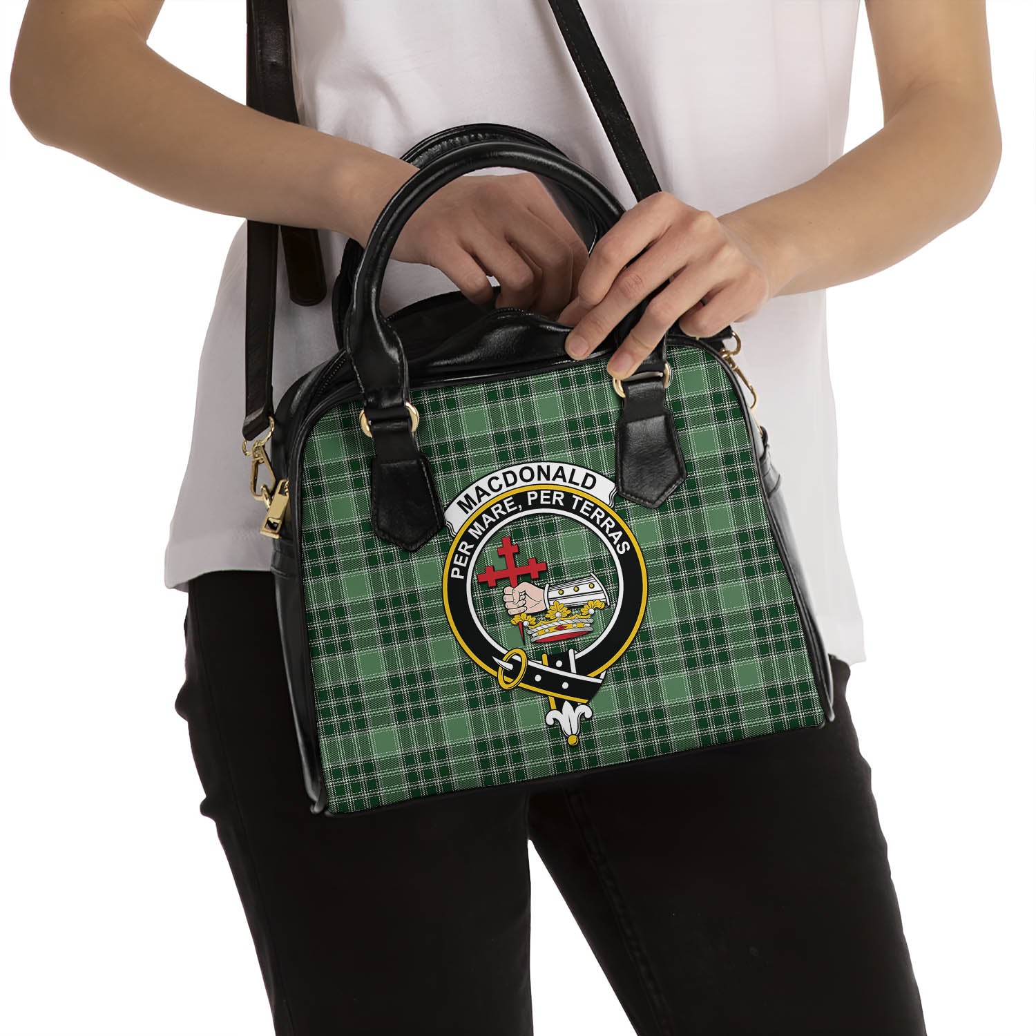 MacDonald Lord of the Isles Hunting Tartan Shoulder Handbags with Family Crest - Tartanvibesclothing