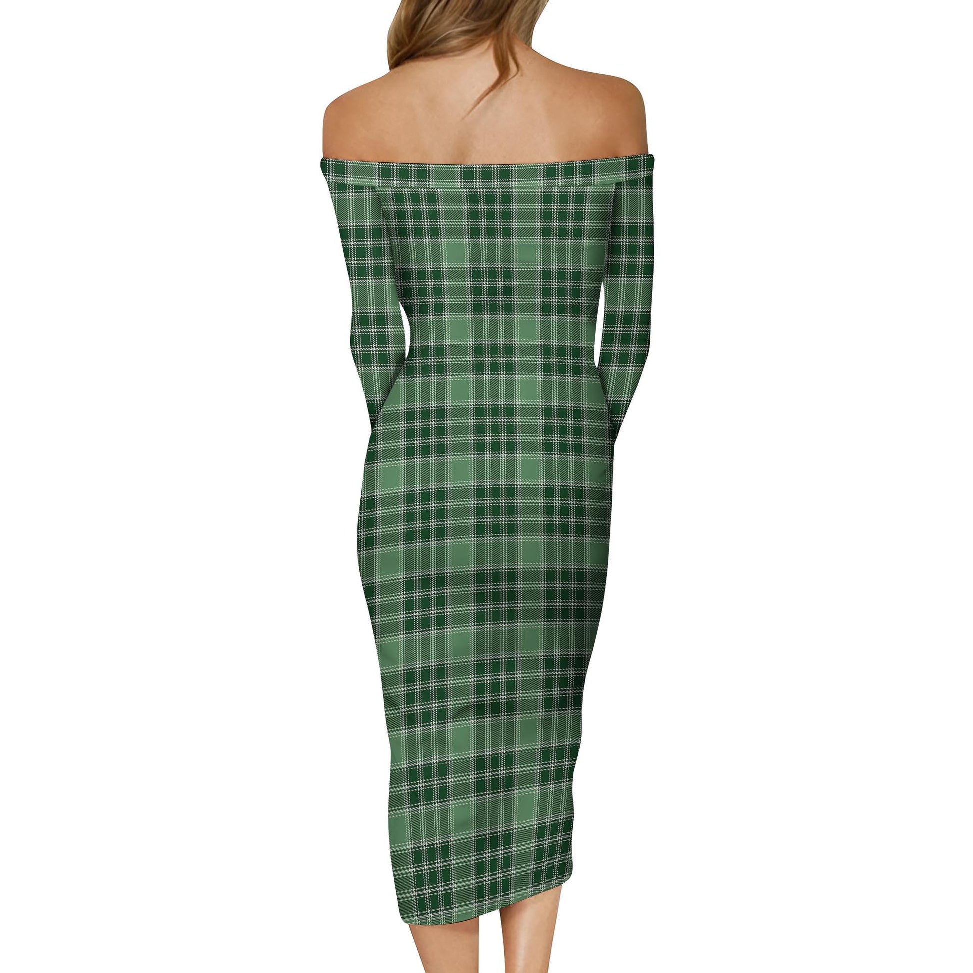 MacDonald Lord of the Isles Hunting Tartan Off Shoulder Lady Dress - Tartanvibesclothing