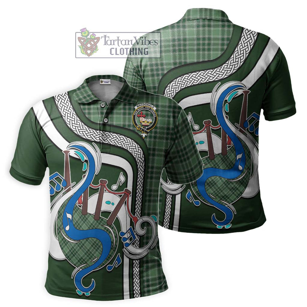 Tartan Vibes Clothing MacDonald Lord of the Isles Hunting Tartan Polo Shirt with Epic Bagpipe Style