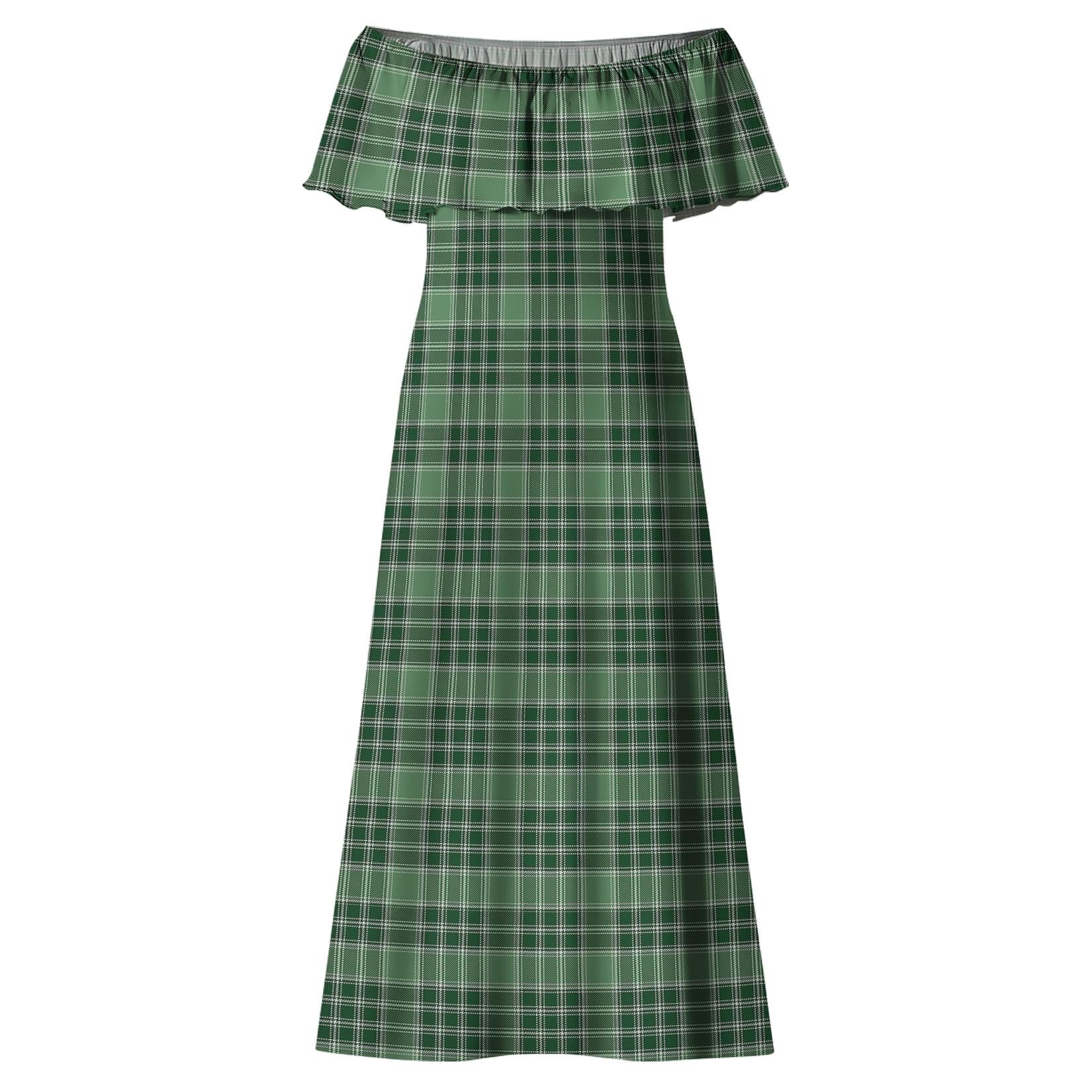 MacDonald Lord of the Isles Hunting Tartan Off Shoulder Long Dress - Tartanvibesclothing