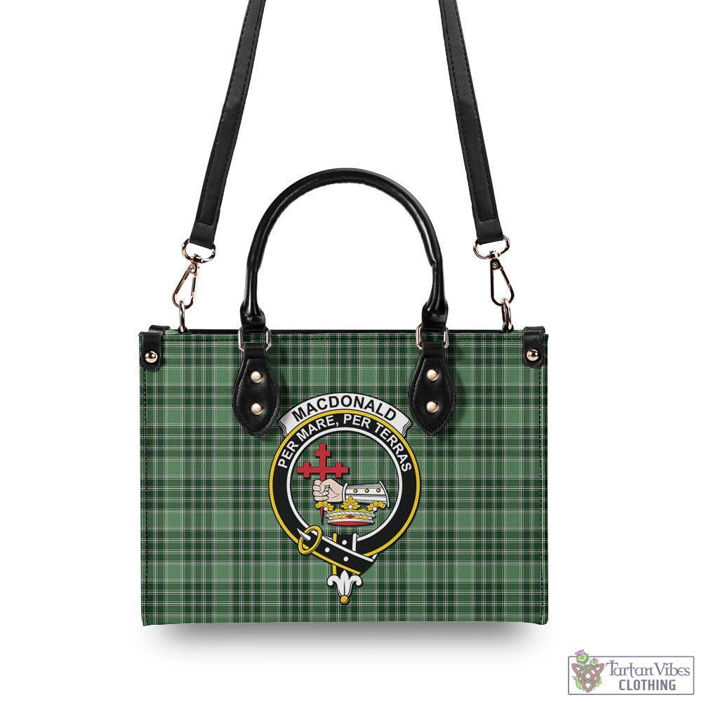 Tartan Vibes Clothing MacDonald Lord of the Isles Hunting Tartan Luxury Leather Handbags with Family Crest