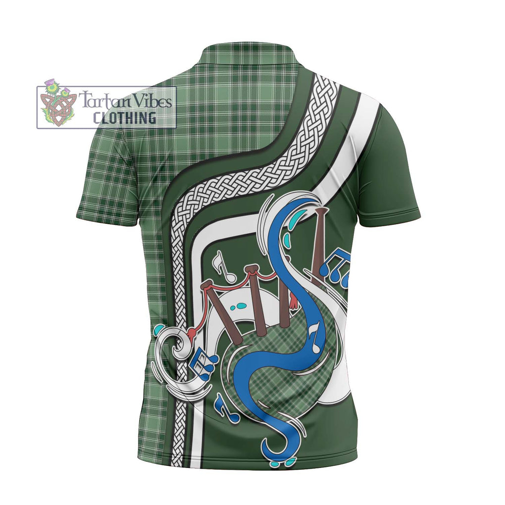 MacDonald Lord of the Isles Hunting Tartan Zipper Polo Shirt with Epic Bagpipe Style - Tartanvibesclothing Shop