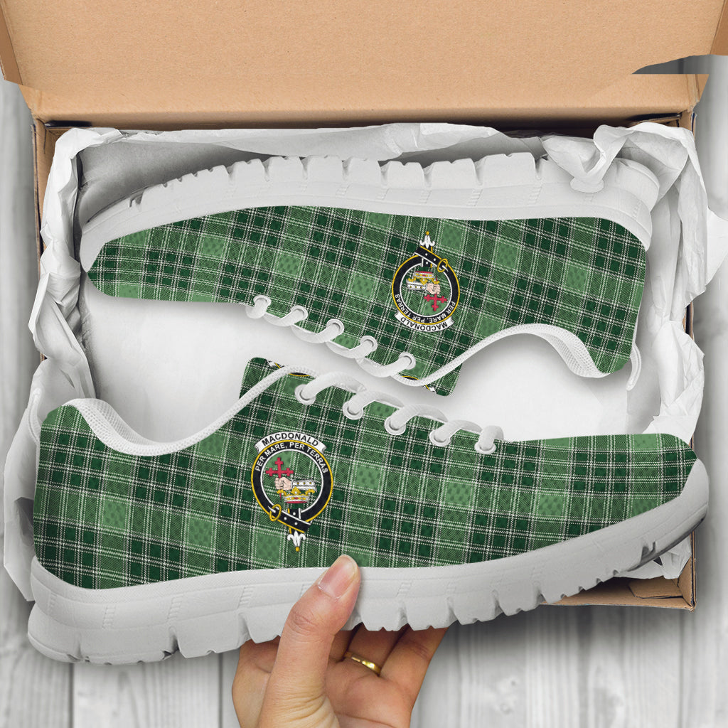 MacDonald Lord of the Isles Hunting Tartan Sneakers with Family Crest - Tartan Vibes Clothing