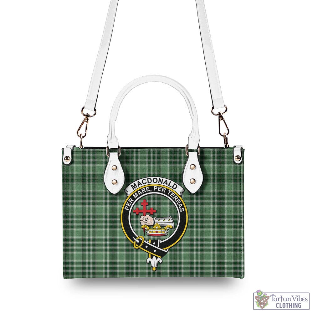 Tartan Vibes Clothing MacDonald Lord of the Isles Hunting Tartan Luxury Leather Handbags with Family Crest