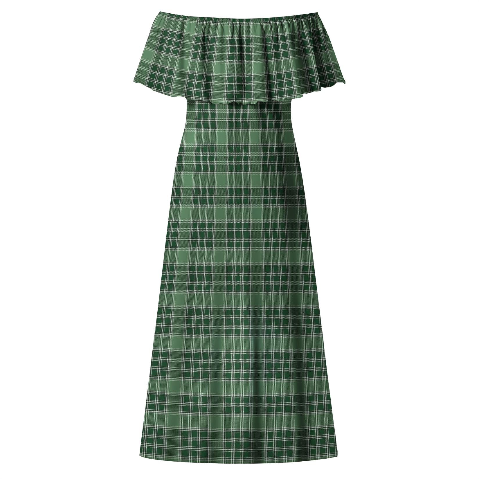 MacDonald Lord of the Isles Hunting Tartan Off Shoulder Long Dress - Tartanvibesclothing