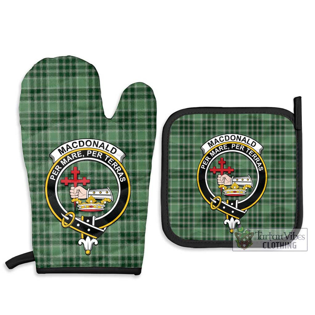 MacDonald Lord of the Isles Hunting Tartan Combo Oven Mitt & Pot-Holder with Family Crest Combo 1 Oven Mitt & 2 Pot-Holder Black - Tartan Vibes Clothing