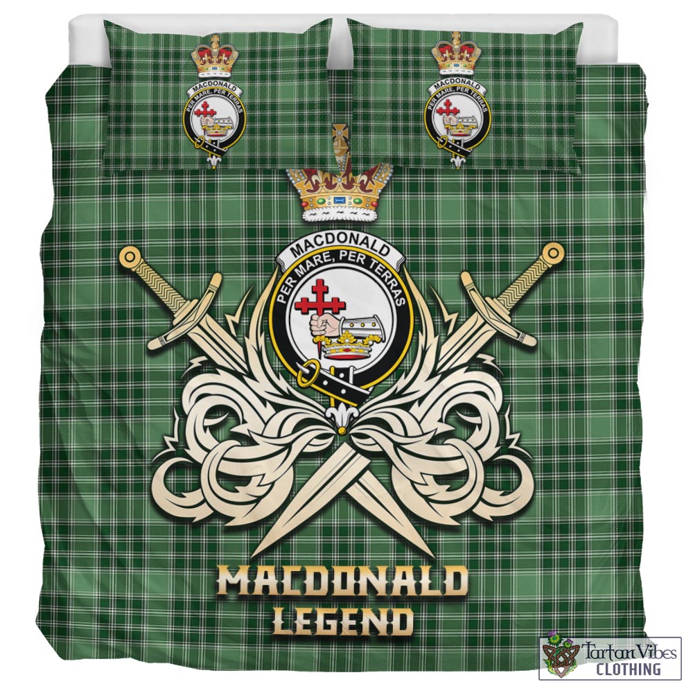 Tartan Vibes Clothing MacDonald Lord of the Isles Hunting Tartan Bedding Set with Clan Crest and the Golden Sword of Courageous Legacy