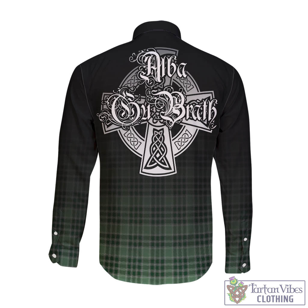 Tartan Vibes Clothing MacDonald Lord of the Isles Hunting Tartan Long Sleeve Button Up Featuring Alba Gu Brath Family Crest Celtic Inspired