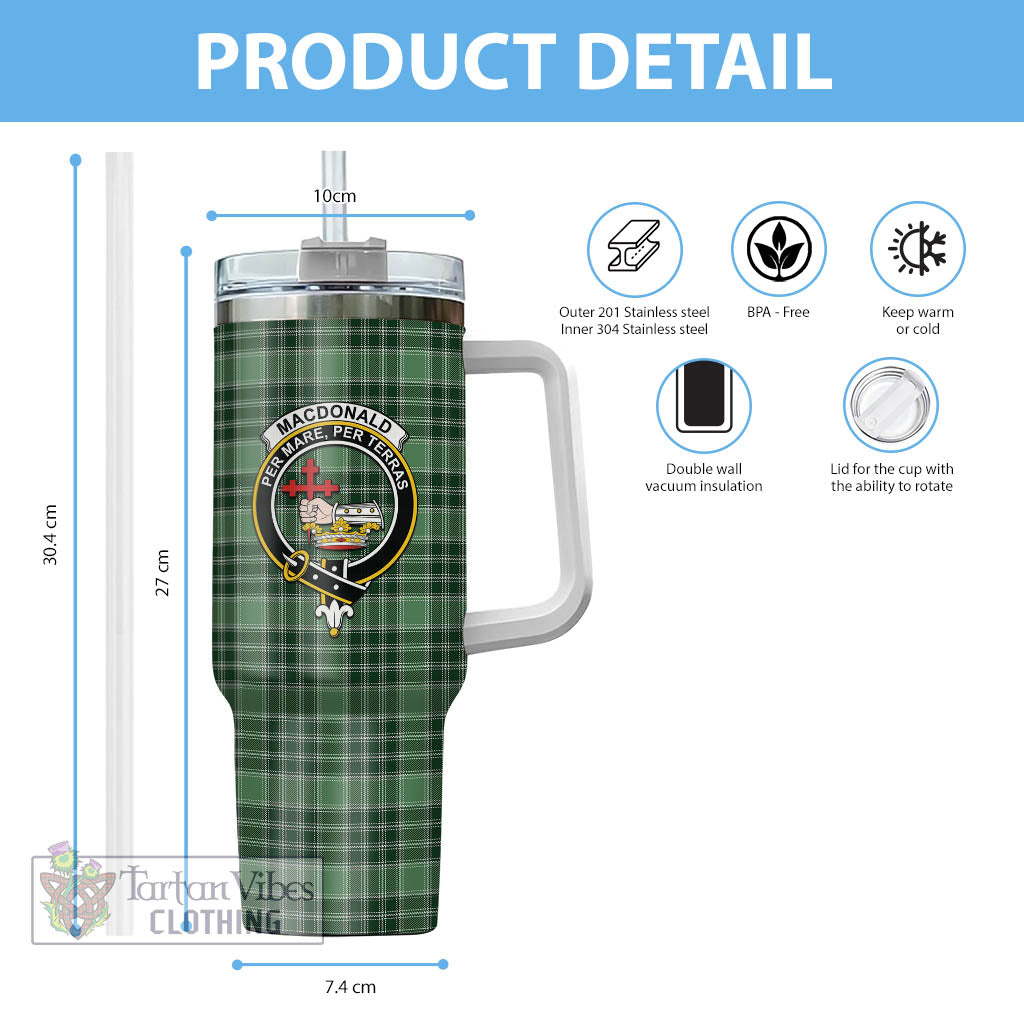 Tartan Vibes Clothing MacDonald Lord of the Isles Hunting Tartan and Family Crest Tumbler with Handle