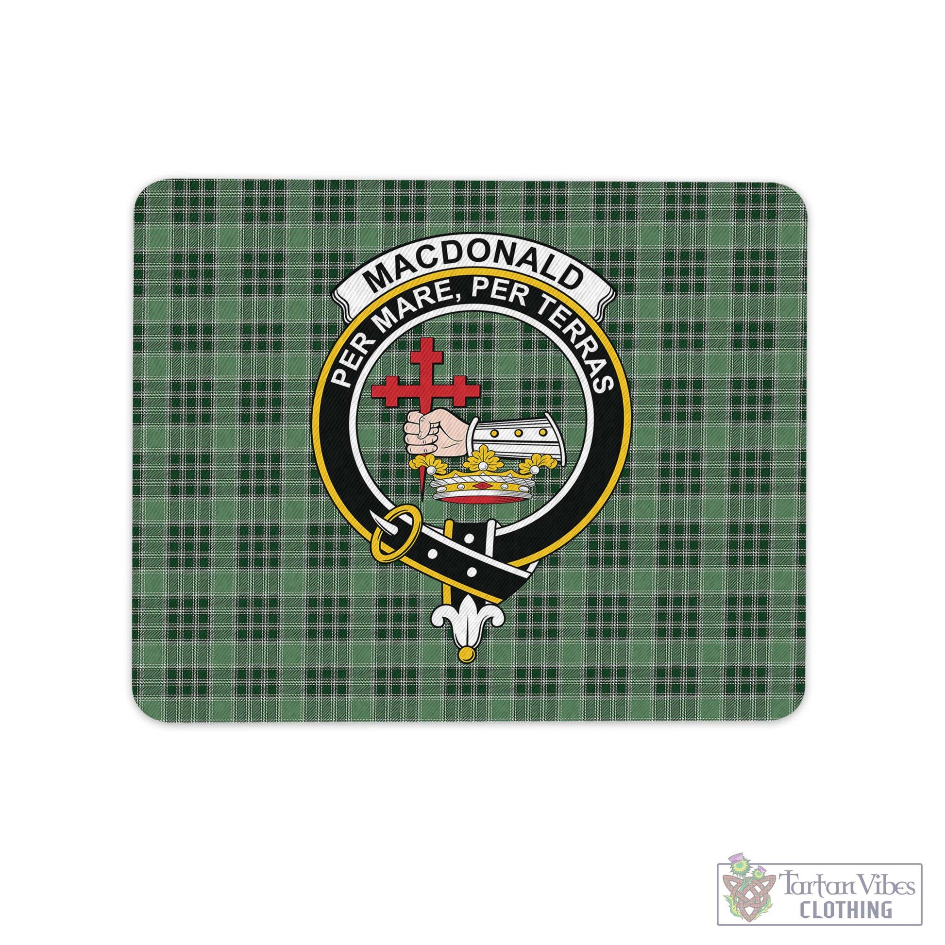 Tartan Vibes Clothing MacDonald Lord of the Isles Hunting Tartan Mouse Pad with Family Crest