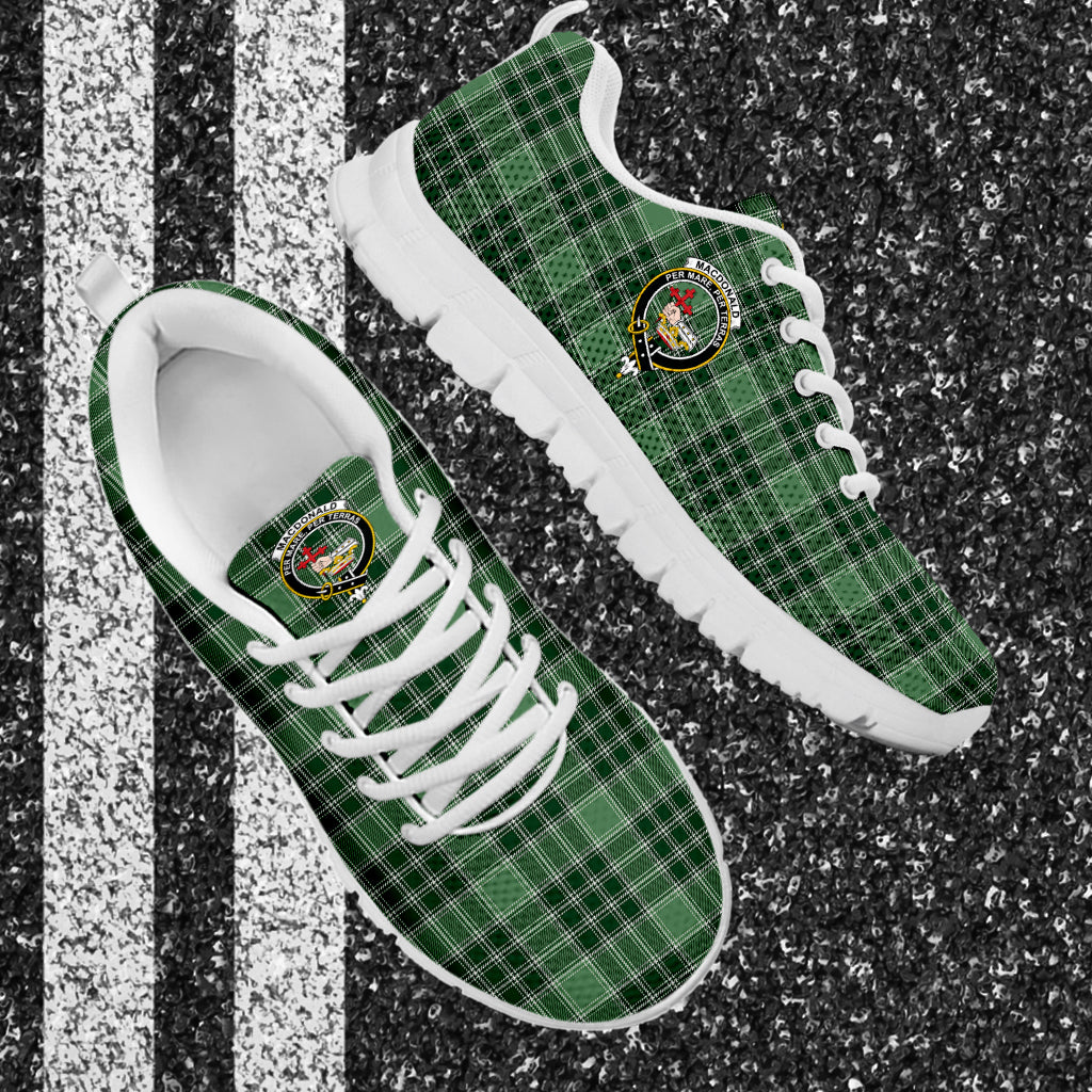 MacDonald Lord of the Isles Hunting Tartan Sneakers with Family Crest - Tartan Vibes Clothing