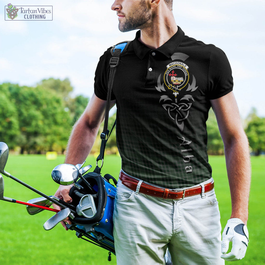 Tartan Vibes Clothing MacDonald Lord of the Isles Hunting Tartan Polo Shirt Featuring Alba Gu Brath Family Crest Celtic Inspired