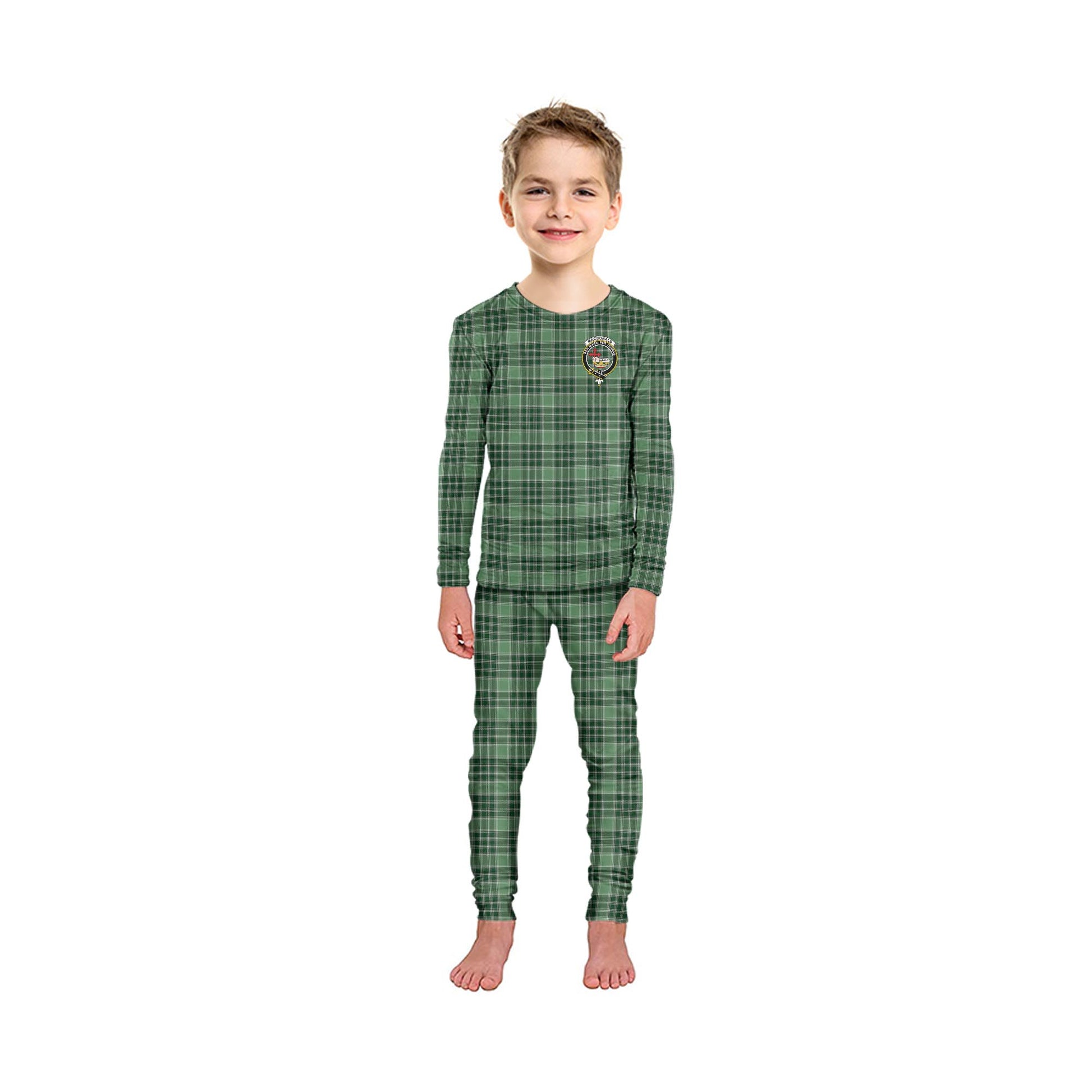 MacDonald Lord of the Isles Hunting Tartan Pajamas Family Set with Family Crest - Tartanvibesclothing