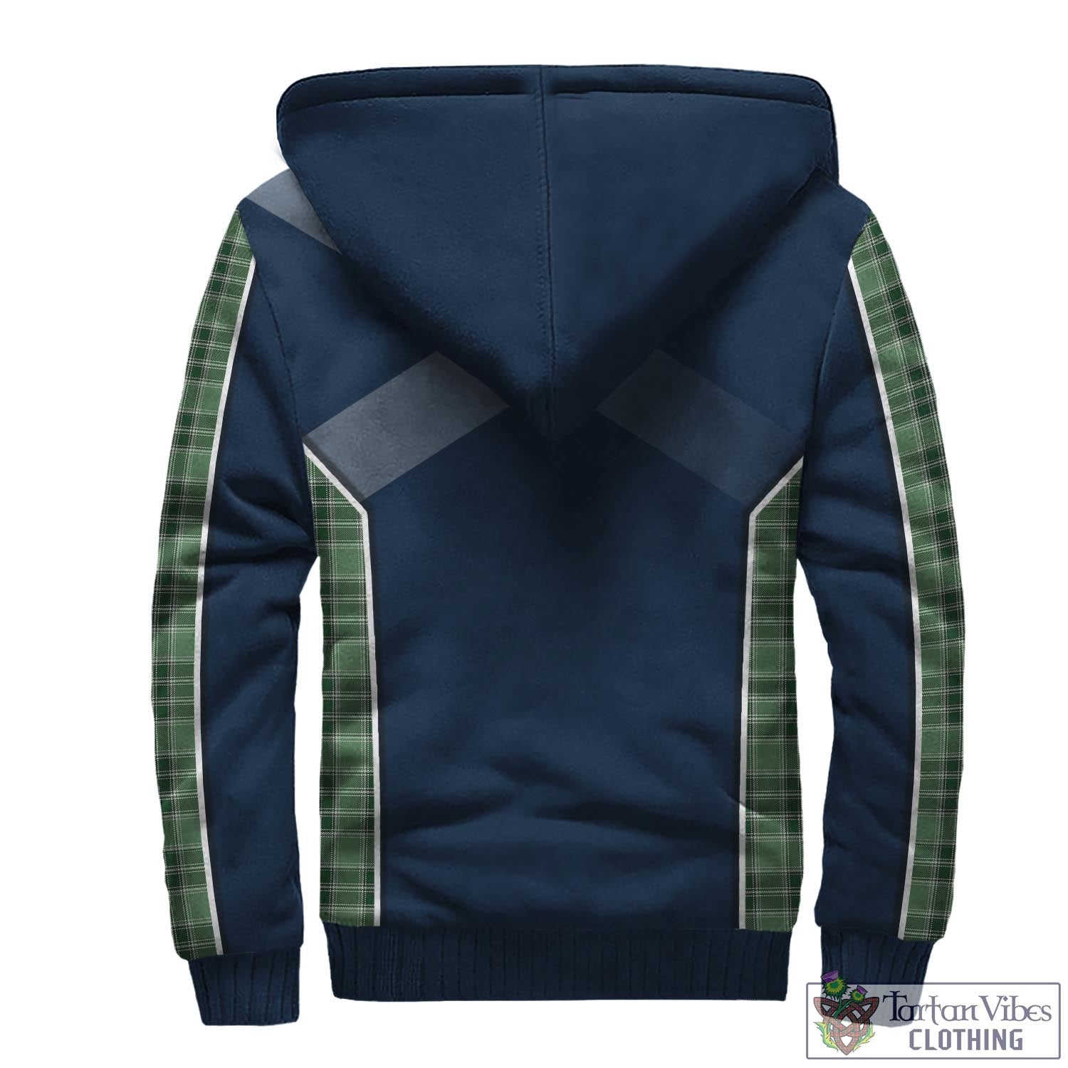 Tartan Vibes Clothing MacDonald Lord of the Isles Hunting Tartan Sherpa Hoodie with Family Crest and Scottish Thistle Vibes Sport Style