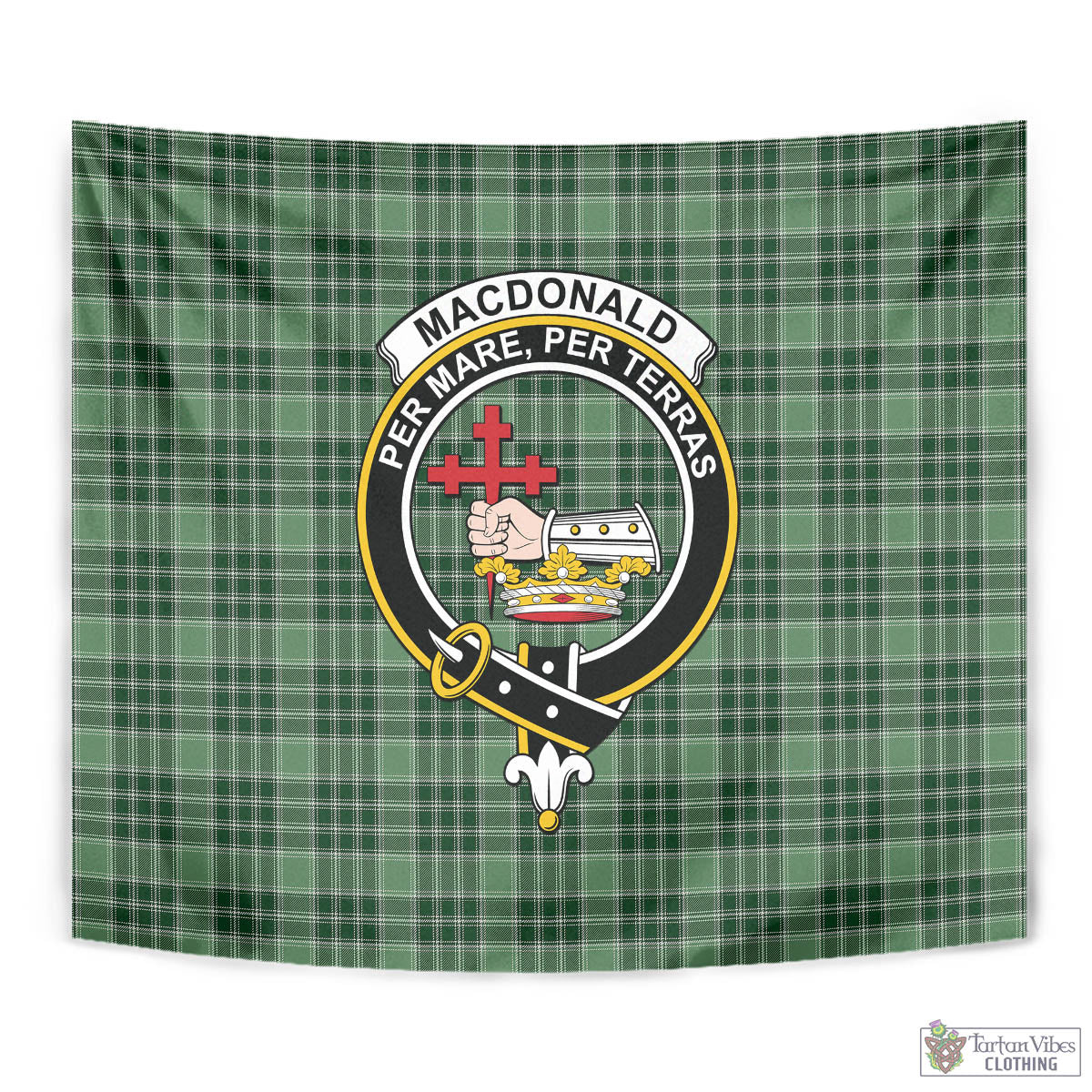 Tartan Vibes Clothing MacDonald Lord of the Isles Hunting Tartan Tapestry Wall Hanging and Home Decor for Room with Family Crest