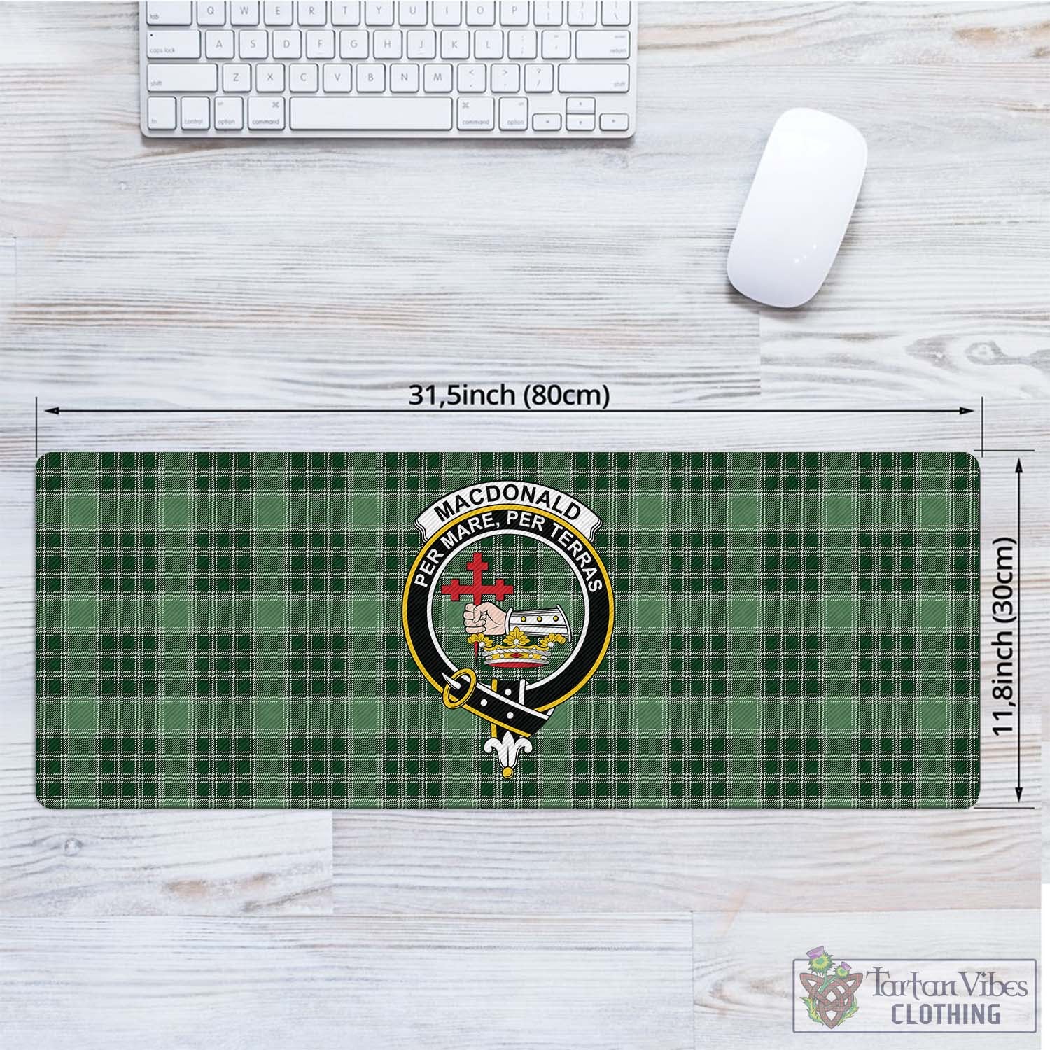 Tartan Vibes Clothing MacDonald Lord of the Isles Hunting Tartan Mouse Pad with Family Crest