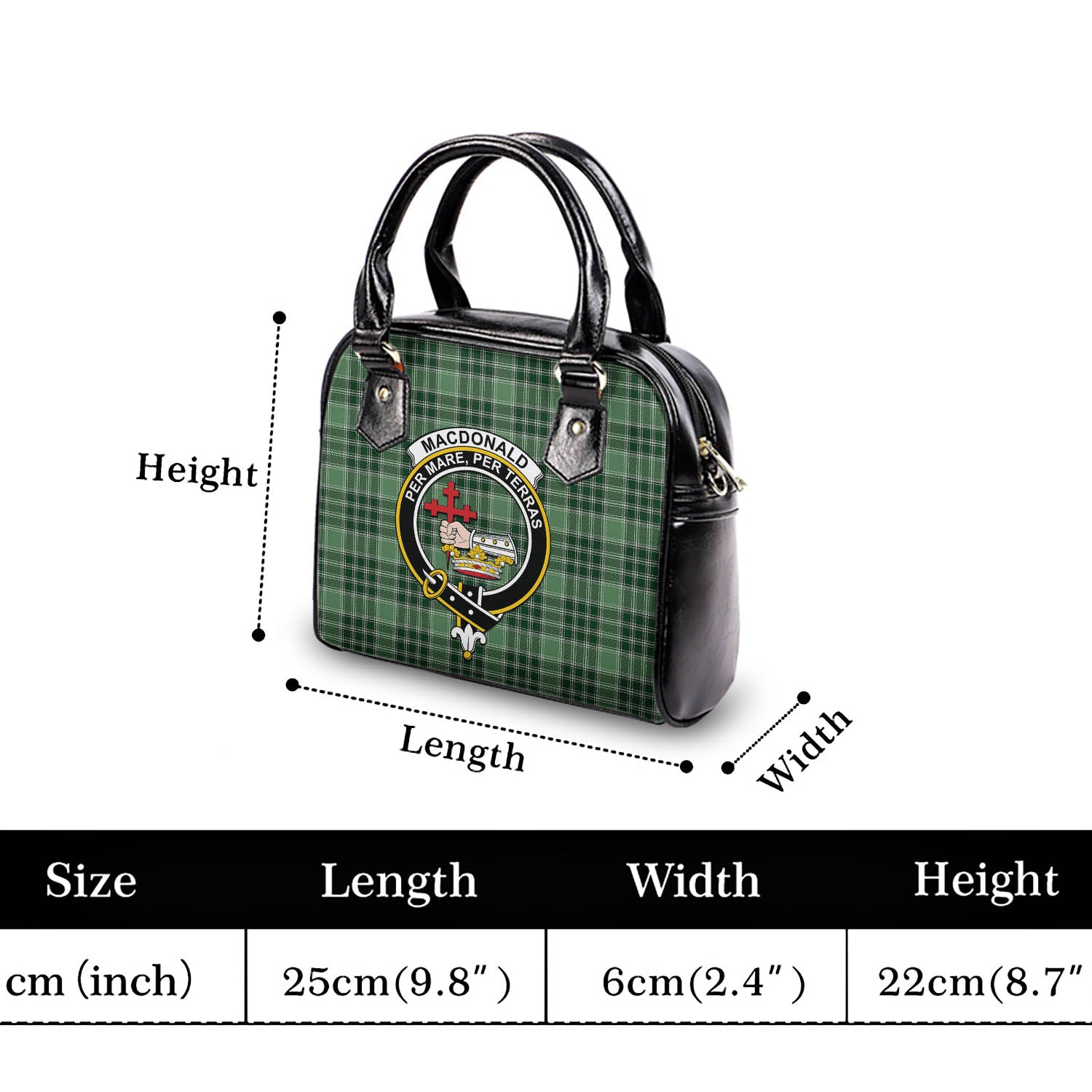 MacDonald Lord of the Isles Hunting Tartan Shoulder Handbags with Family Crest - Tartanvibesclothing