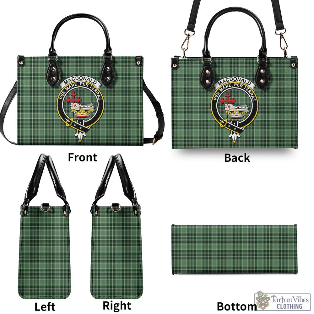 Tartan Vibes Clothing MacDonald Lord of the Isles Hunting Tartan Luxury Leather Handbags with Family Crest