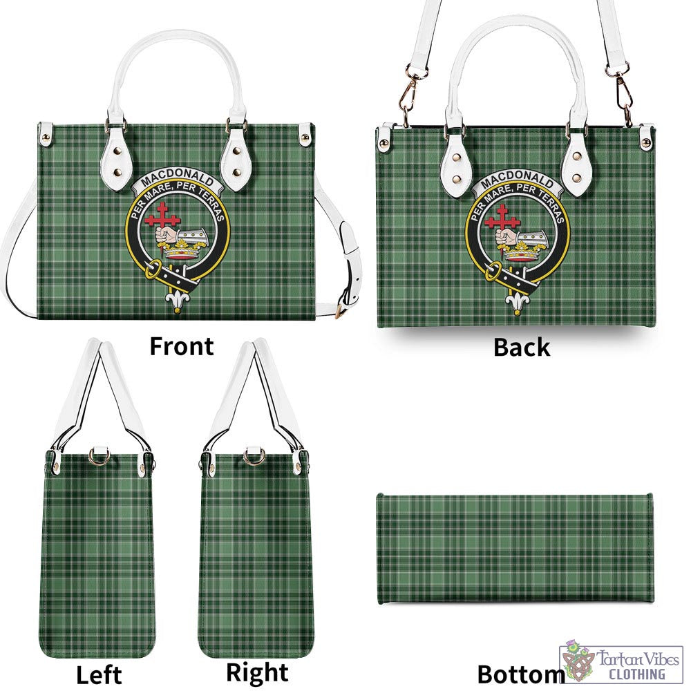 Tartan Vibes Clothing MacDonald Lord of the Isles Hunting Tartan Luxury Leather Handbags with Family Crest