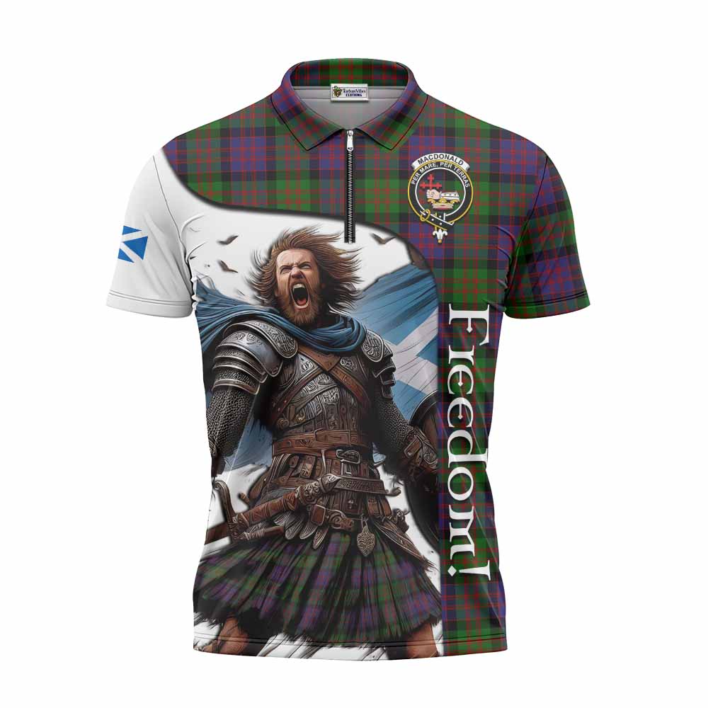 Tartan Vibes Clothing MacDonald (McDonald) Crest Tartan Zipper Polo Shirt Inspired by the Freedom of Scottish Warrior