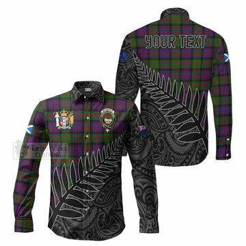 MacDonald (McDonald) Crest Tartan Long Sleeve Button Shirt with New Zealand Silver Fern Half Style