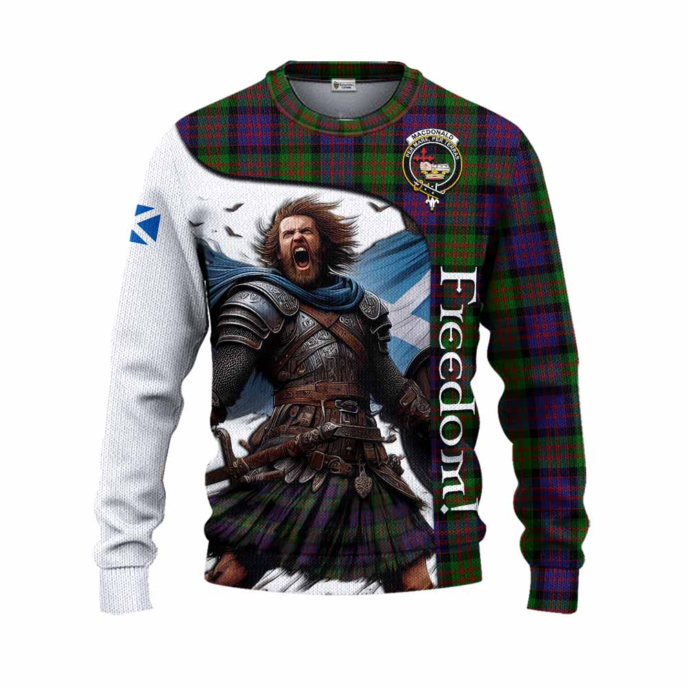 Tartan Vibes Clothing MacDonald (McDonald) Crest Tartan Knitted Sweater Inspired by the Freedom of Scottish Warrior