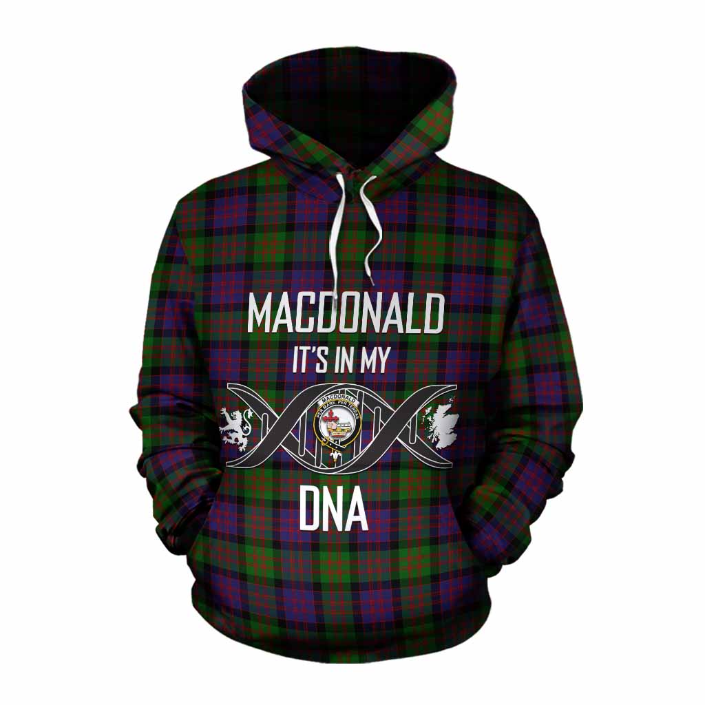 Tartan Vibes Clothing MacDonald (McDonald) Tartan Cotton Hoodie with Family Crest DNA In Me Style