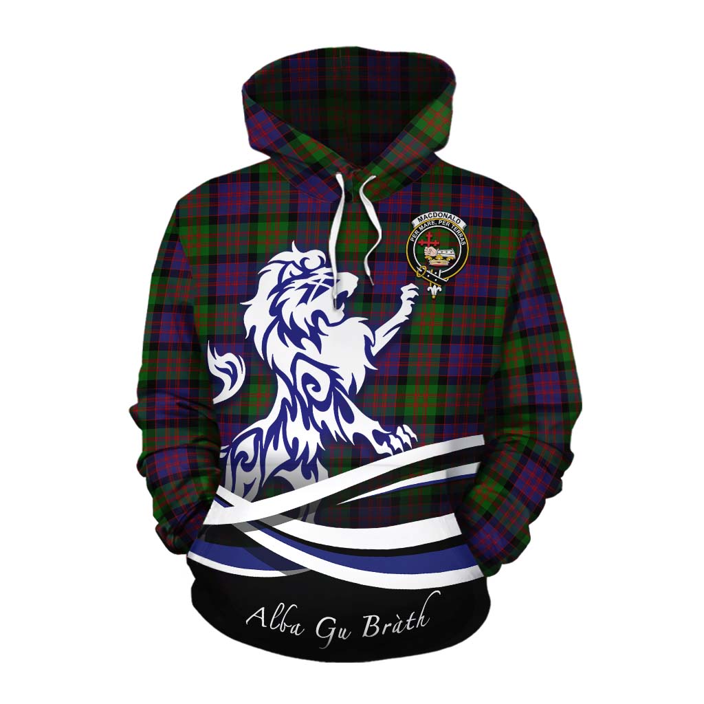 Tartan Vibes Clothing MacDonald (McDonald) Tartan Cotton Hoodie with Alba Gu Brath Regal Lion Emblem