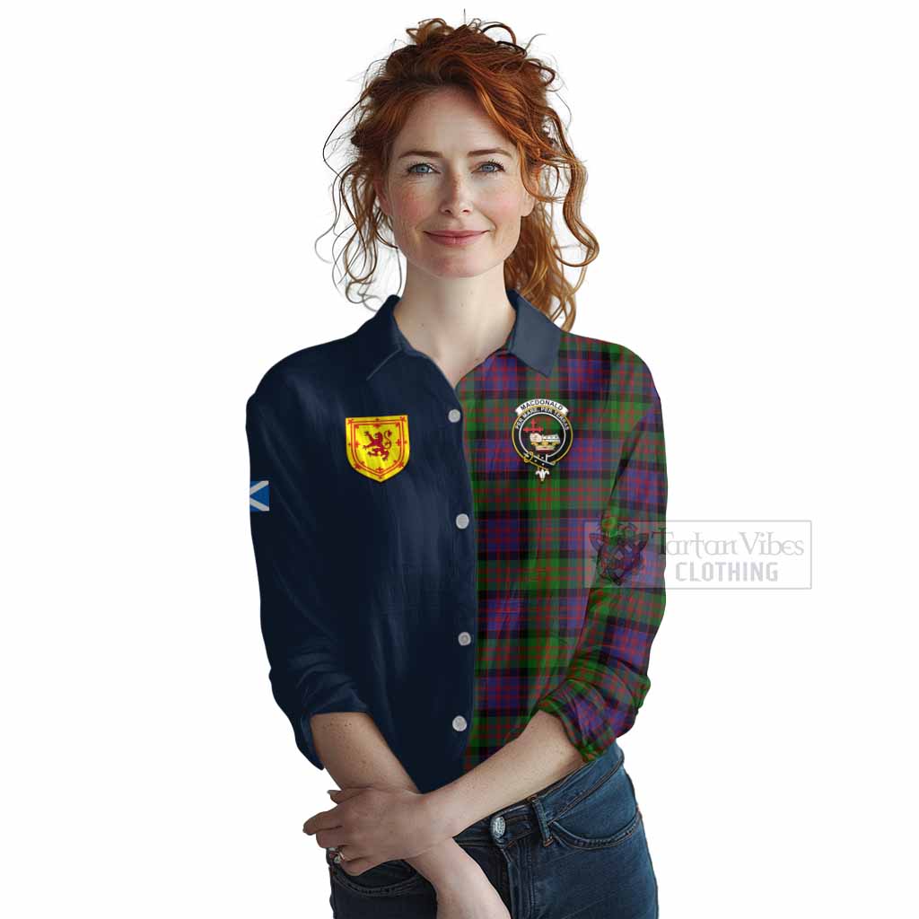 Tartan Vibes Clothing MacDonald (McDonald) Tartan Women's Casual Shirt Alba with Scottish Lion Royal Arm Half Style