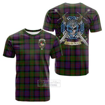 MacDonald (McDonald) Tartan Cotton T-shirt with Family Crest Celtic Skull Style