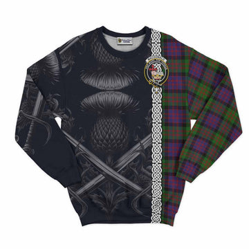 MacDonald (McDonald) Tartan Sweatshirt with Family Crest Cross Sword Thistle Celtic Vibes