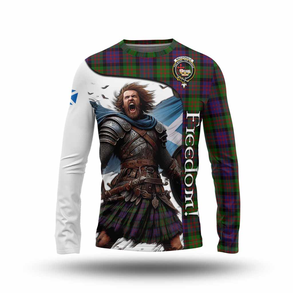 Tartan Vibes Clothing MacDonald (McDonald) Crest Tartan Long Sleeve T-Shirt Inspired by the Freedom of Scottish Warrior