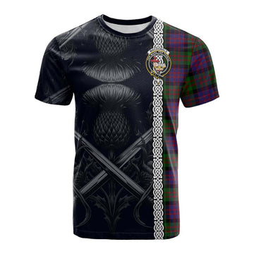 MacDonald (McDonald) Tartan Cotton T-shirt with Family Crest Cross Sword Thistle Celtic Vibes