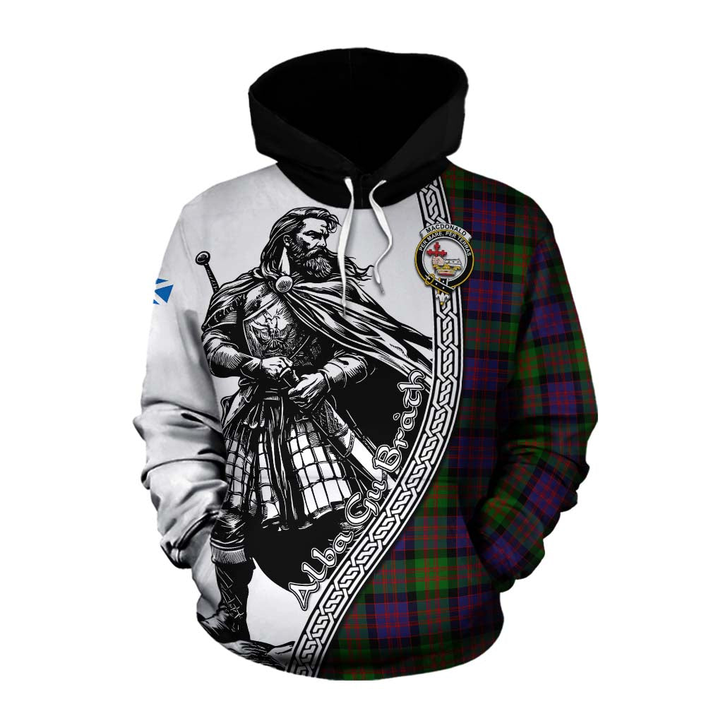 Tartan Vibes Clothing MacDonald (McDonald) Tartan Clan Crest Cotton Hoodie with Highlander Warrior Celtic Style