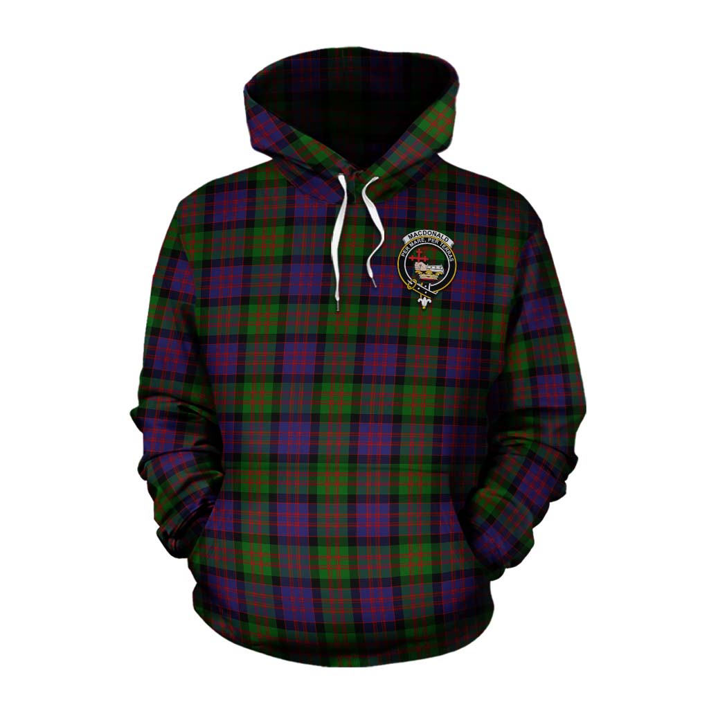 Tartan Vibes Clothing MacDonald (McDonald) Tartan Cotton Hoodie with Family Crest Celtic Skull Style