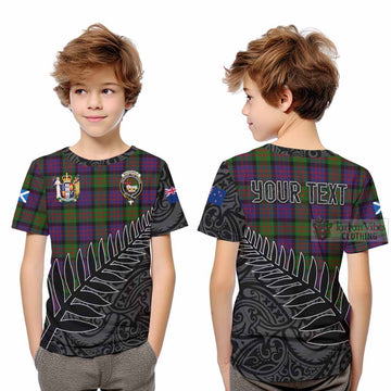 MacDonald (McDonald) Crest Tartan Kid T-Shirt with New Zealand Silver Fern Half Style