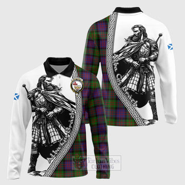 MacDonald (McDonald) Tartan Clan Crest Long Sleeve Polo Shirt with Highlander Warrior Celtic Style Unisex - Tartan Vibes Clothing