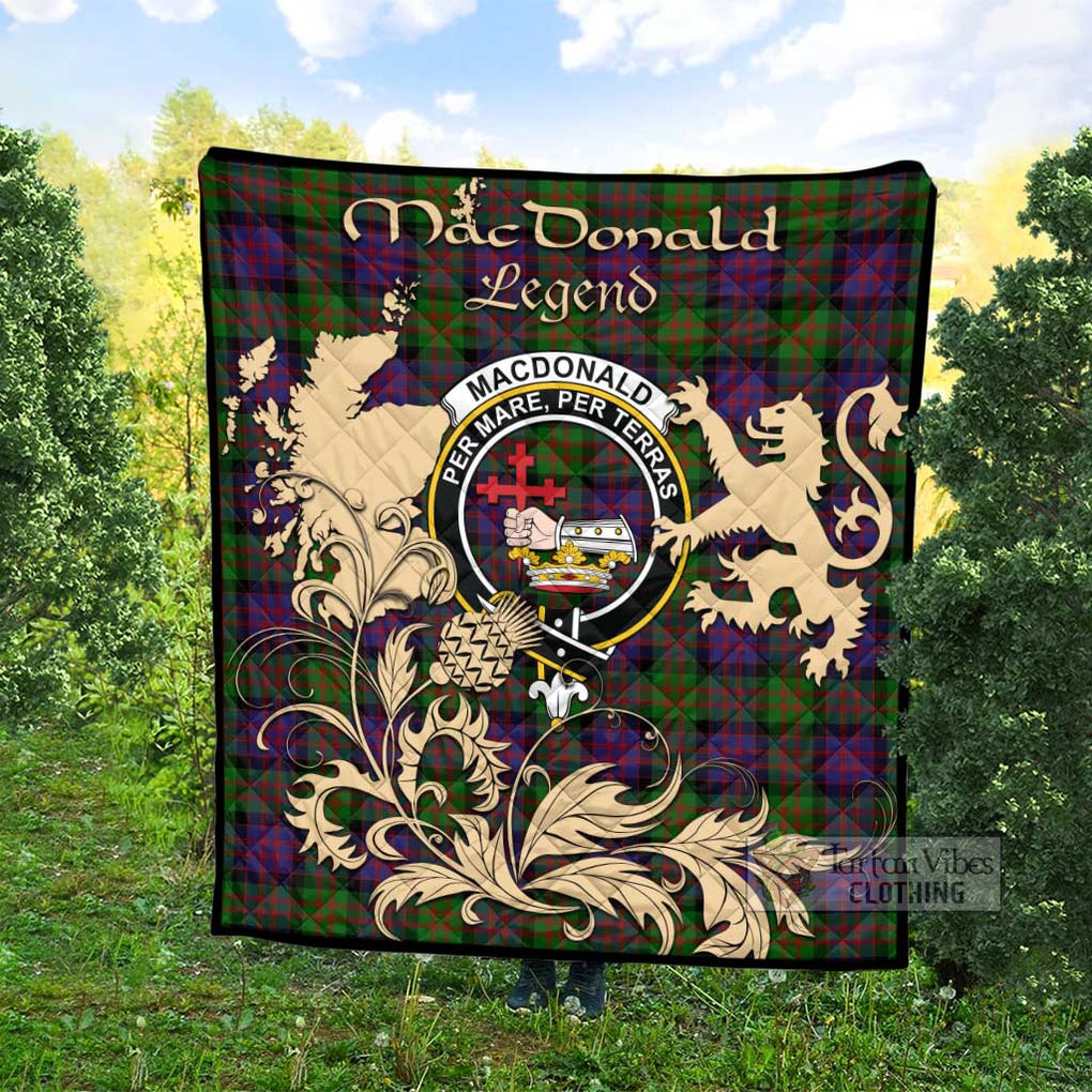 Tartan Vibes Clothing MacDonald (McDonald) Tartan Quilt with Family Crest and Scottish Symbol Style