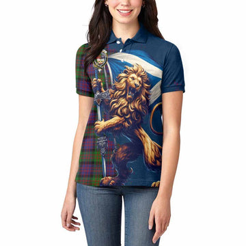 MacDonald (McDonald) Tartan Family Crest Women's Polo Shirt with Scottish Majestic Lion