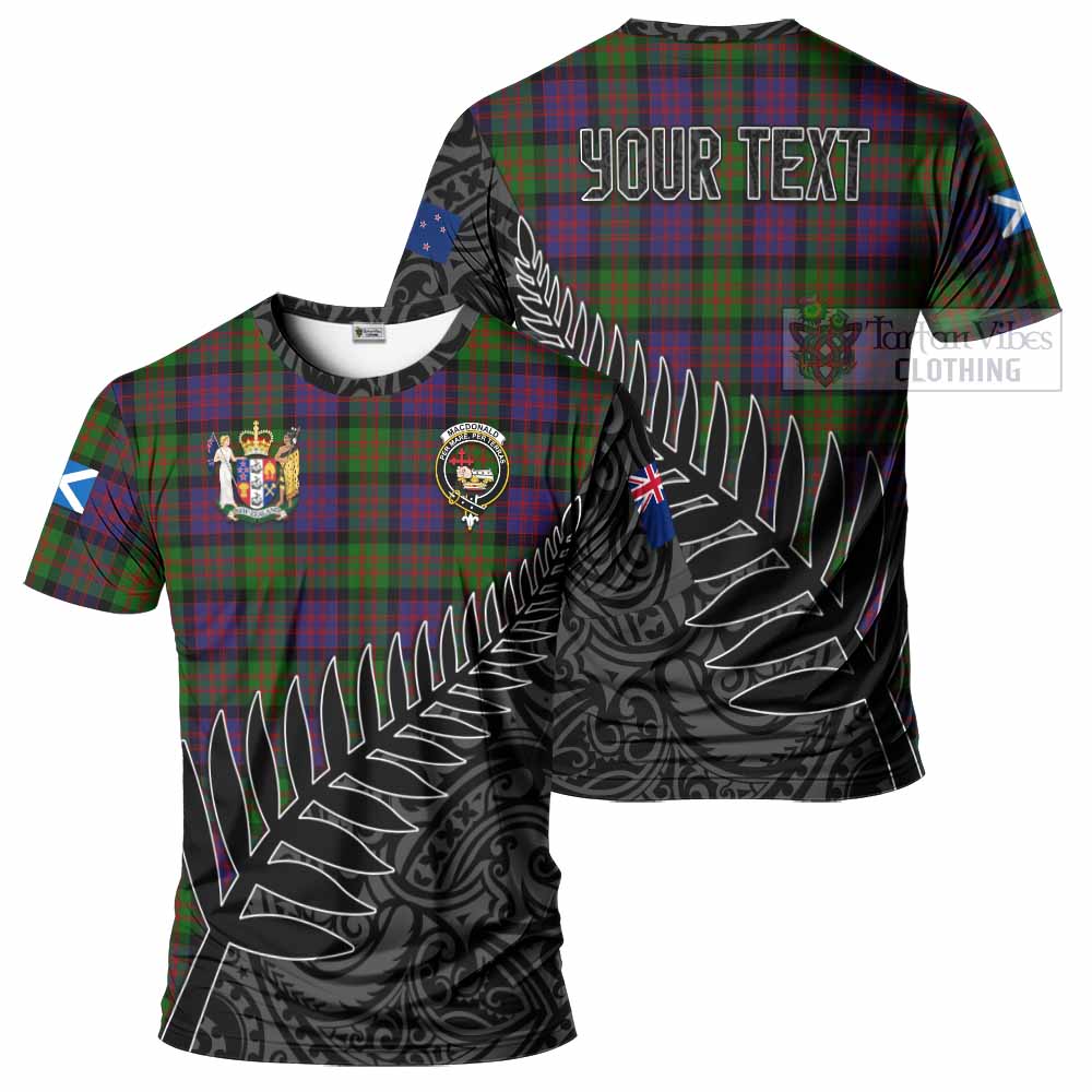 Tartan Vibes Clothing MacDonald (McDonald) Crest Tartan T-Shirt with New Zealand Silver Fern Half Style